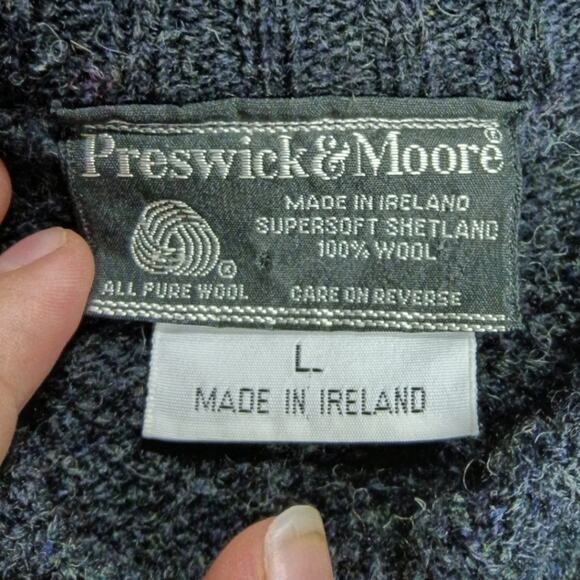 Vintage Preswick & Moore shetland wool argyle knit crewneck sweater L - Picture 4 of 5